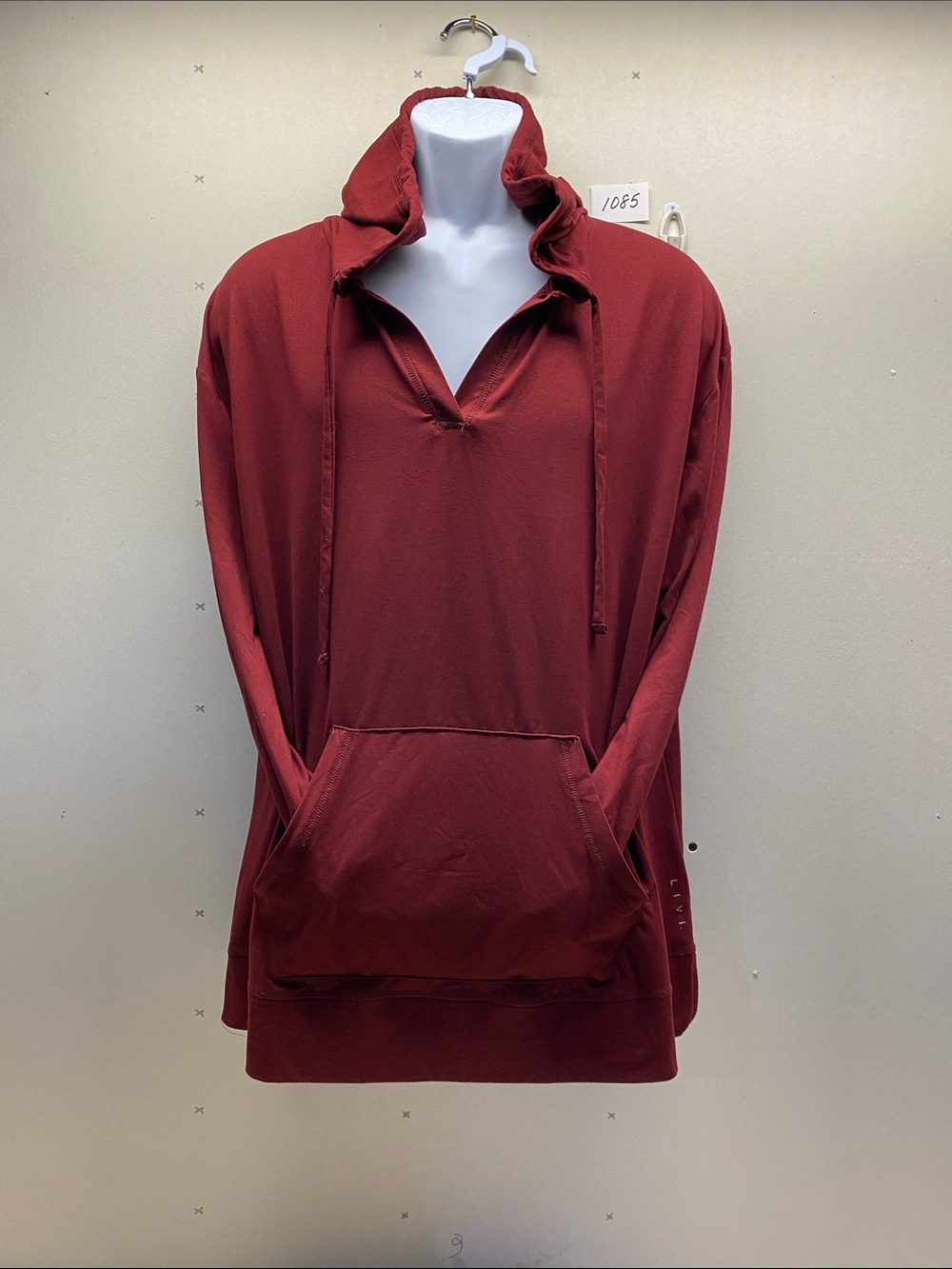 Lane Bryant Deep Red Pullover Hoodie with Kangaroo Pocket